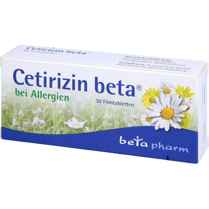 Beta Cetirizin 10 mg Filmtabletten bei Allergien, 30 pc Tablettes