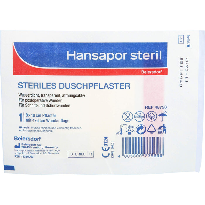 Hansapor steril Duschpfl 8x10cm, 1 pcs. Patch