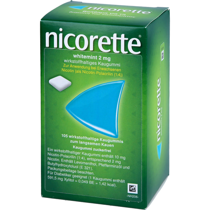 nicorette 2 mg whitemint wirkstoffhaltige Kaugummis, 105 pcs. Chewing gum