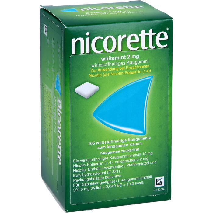 nicorette 2 mg whitemint wirkstoffhaltige Kaugummis, 105 pc Gomme à mâcher