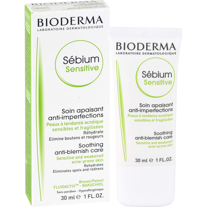 BIODERMA Sébium Sensitive beruhigende, feuchtigkeitsspendende Anti-Unreinheiten-Creme, 30 ml Crème