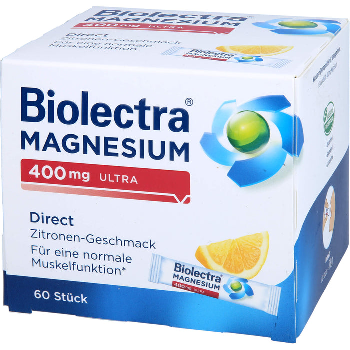 Biolectra Magnesium 400 mg ultra Direktgranulat Zitrone für eine normale Muskelfunktion, 60 pc Sachets