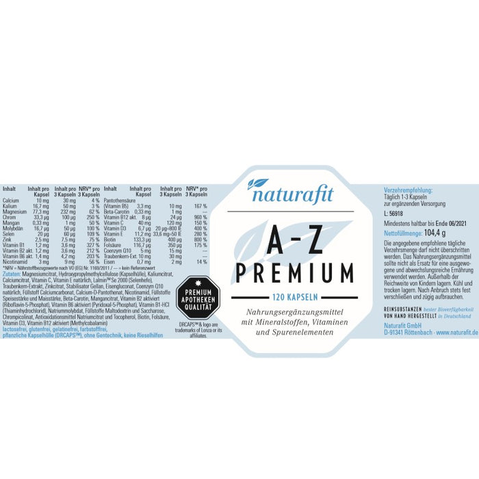 naturafit A-Z Premium Kapseln, 120 pcs. Capsules