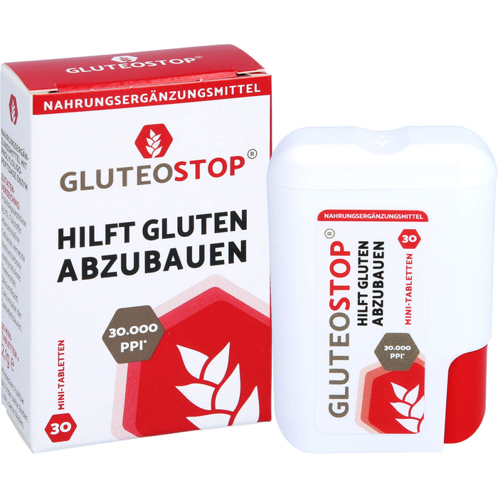 GluteoStop Minitabletten zur Unterstützung des Abbaus von Gluten in einer glutenarmen Ernährung, 30 pcs. Tablets