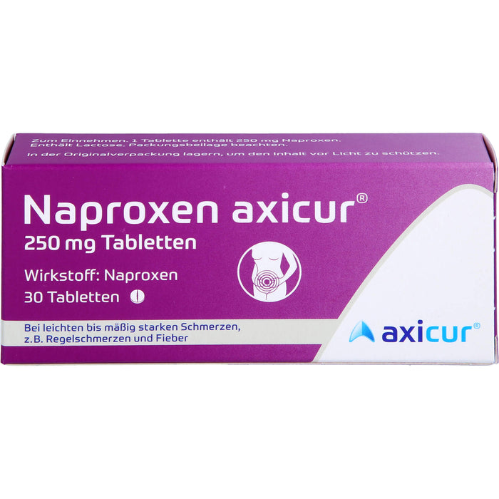 Naproxen axicur 250 mg Tabletten bei Schmerzen oder Fieber, 30 St. Tabletten