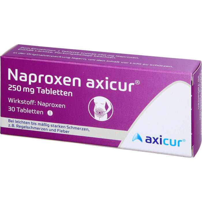 Naproxen axicur 250 mg Tabletten bei Schmerzen oder Fieber, 30 St. Tabletten