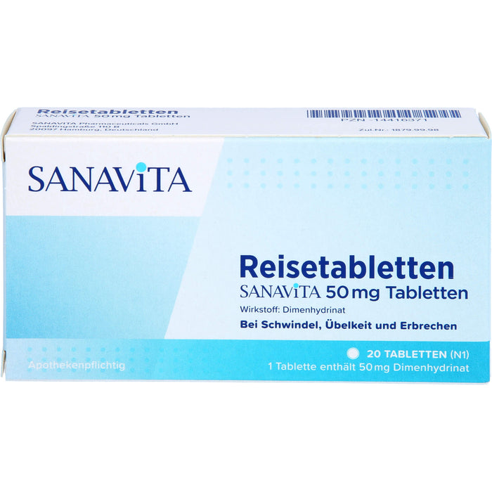 Reisetabletten Sanavita 50 mg Tabletten, 20 pcs. Tablets