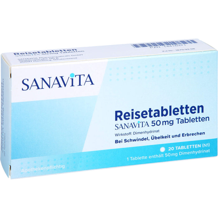 Reisetabletten Sanavita 50 mg Tabletten, 20 pcs. Tablets