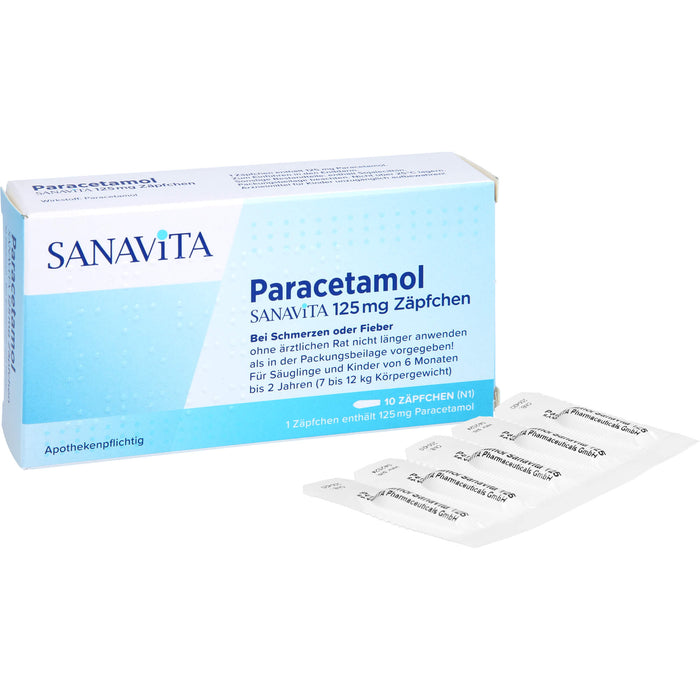 SANAVITA Paracetamol 125 mg Zäpfchen bei Fieber und Schmerzen, 10 pc Suppositoires