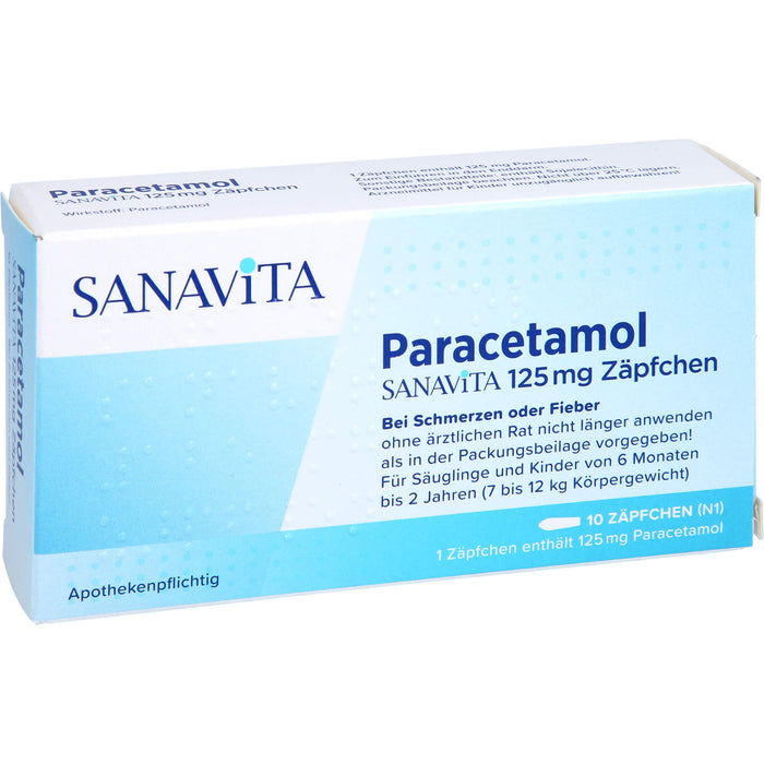 SANAVITA Paracetamol 125 mg Zäpfchen bei Fieber und Schmerzen, 10 pc Suppositoires