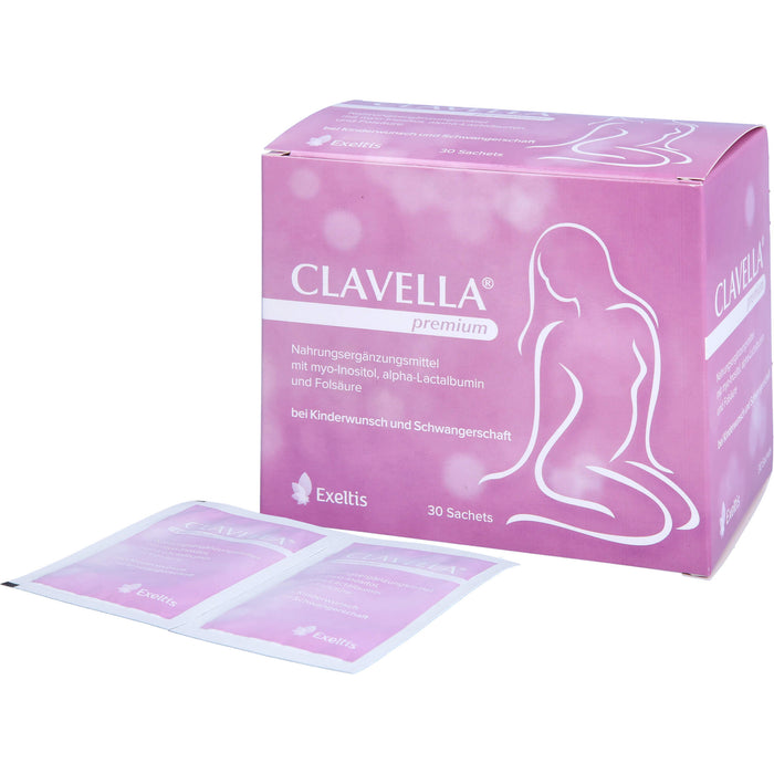 CLAVELLA premium bei Kinderwunsch und Schwangerschaft Sachets, 30 pcs. Sachets