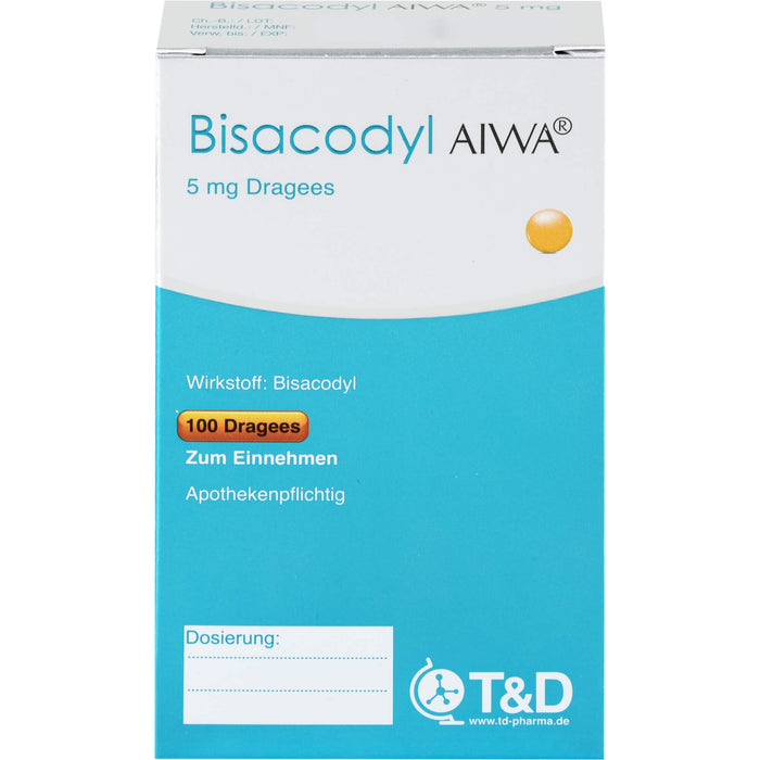 Bisacodyl AIWA 5 mg Dragees bei Verstopfungen, 100 pc Dragées