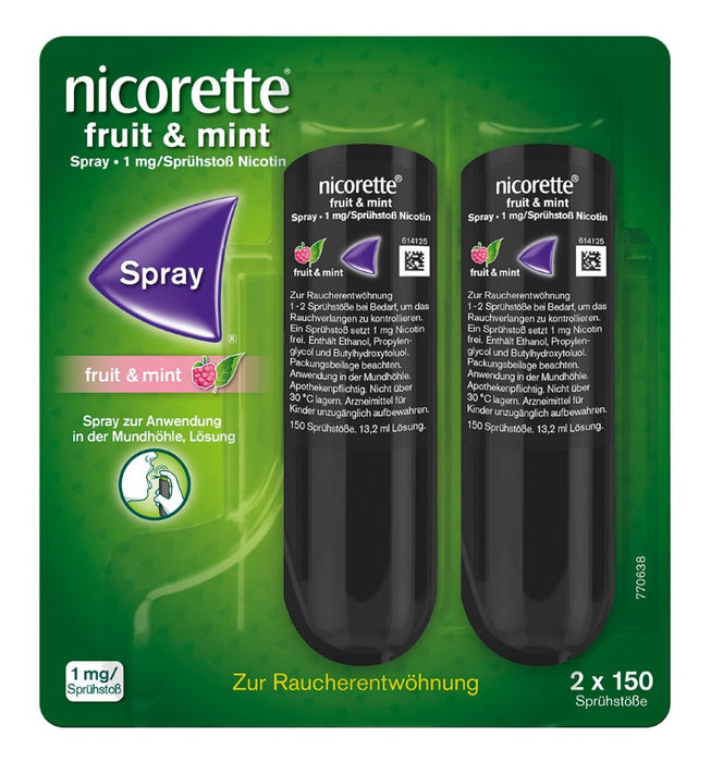 nicorette fruit & mint Spray zur Anwendung in der Mundhöhle, 2 pc Spray