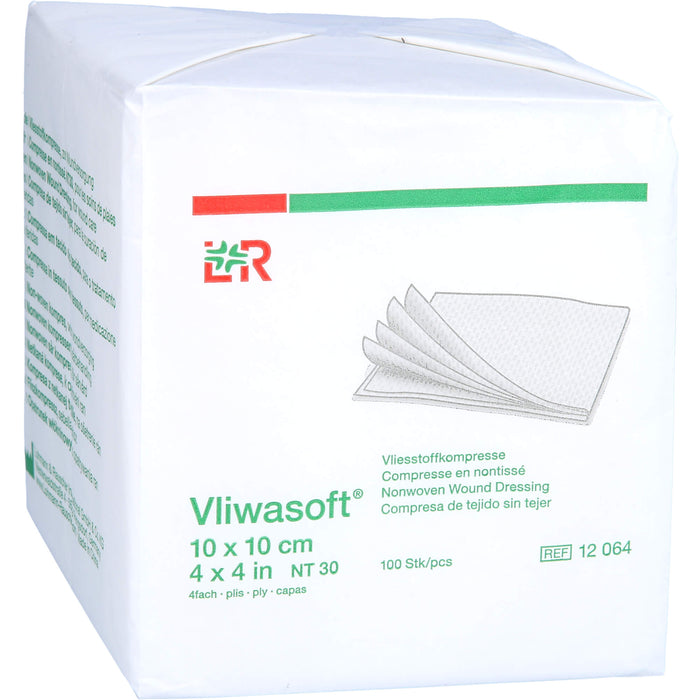 VLIWASOFT Vlieskompressen 10x10 cm unsteril 4l., 100 St KOM