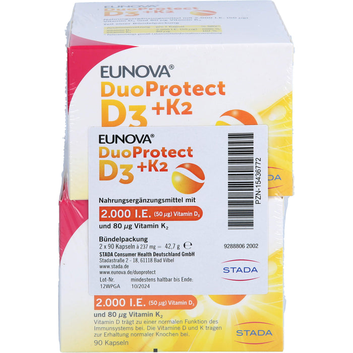 EUNOVA DuoProtect D3+K2 2000IE/80UG, 2X90 St KAP