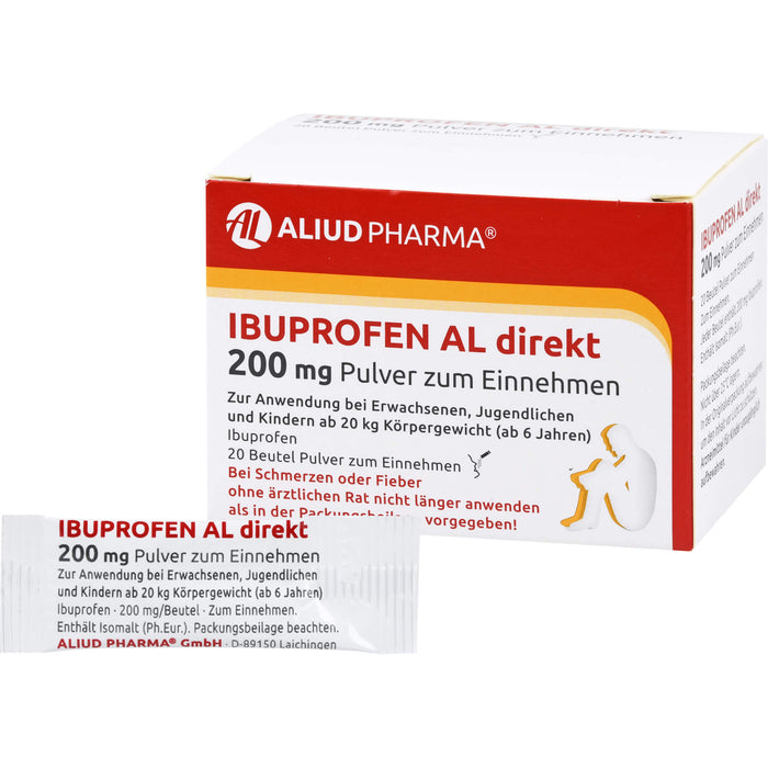 AL Ibuprofen direkt 200 mg Pulver bei Schmerzen und Fieber, 20 pcs. Powder