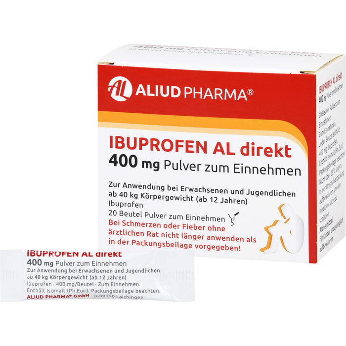 AL Ibuprofen direkt 400 mg Pulver bei Schmerzen und Fieber, 20 St. Pulver