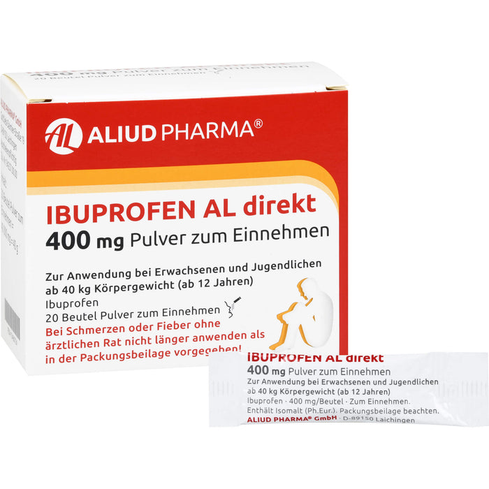 AL Ibuprofen direkt 400 mg Pulver bei Schmerzen und Fieber, 20 pcs. Powder