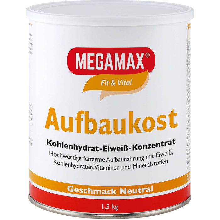 MEGAMAX Fit & Vital Aufbaukost Kohlenhydrat-Eiweiß-Konzentrat Geschmack Neutral, 1500 g Poudre