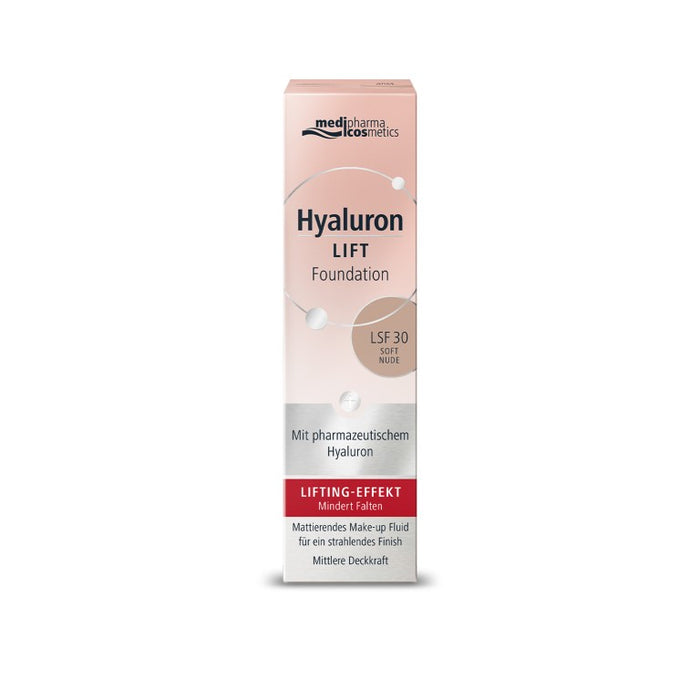 medipharma cosmetics Hyaluron Lift Foundation LSF30 soft nude mit Lifting-Effekt, 30 ml Crème