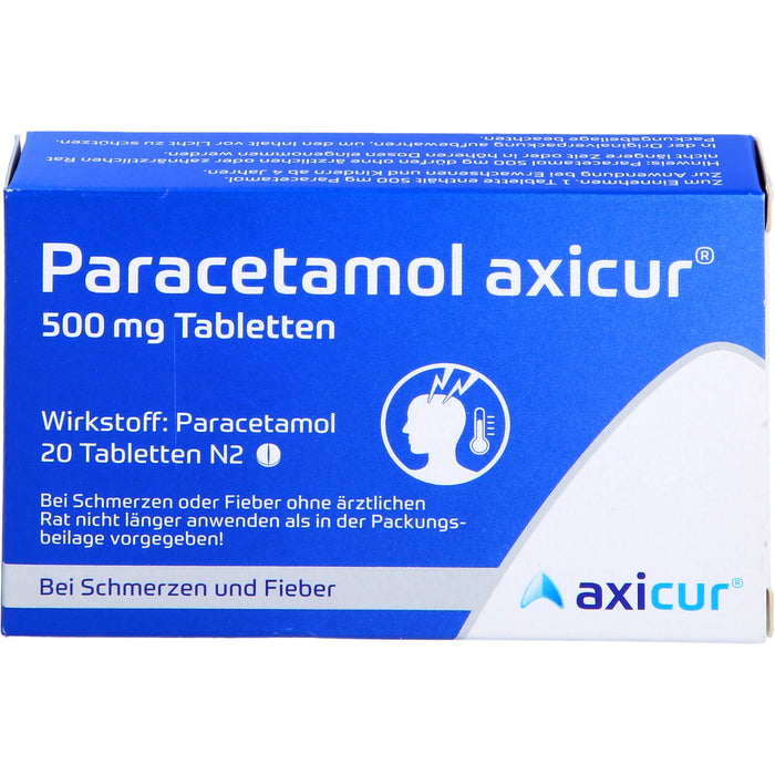 Paracetamol axicur 500 mg Tabletten Reimport axicorp, 20 pc Tablettes