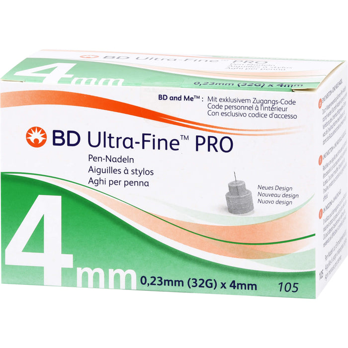 BD ULTRA-FINE PRO Pen-Nadeln 0,23 mm (32G) x 4 mm, 105 pcs. Cannulas