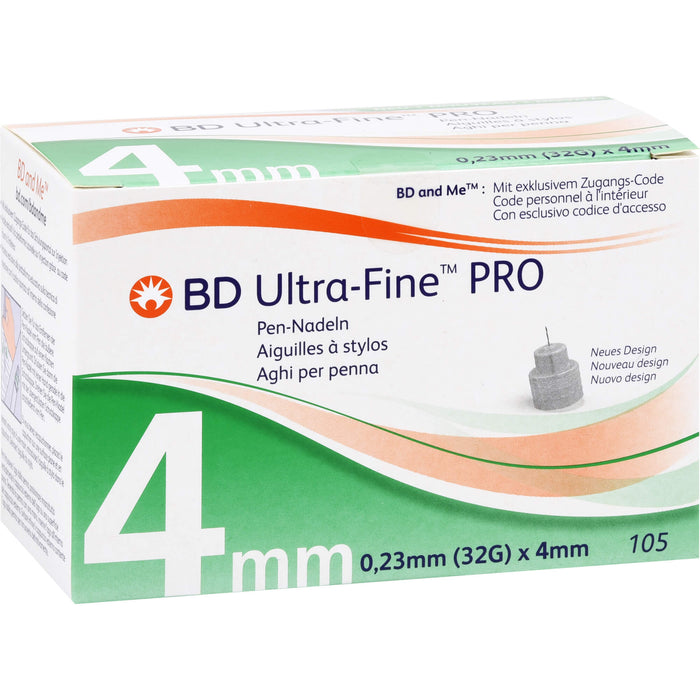 BD ULTRA-FINE PRO Pen-Nadeln 0,23 mm (32G) x 4 mm, 105 pcs. Cannulas