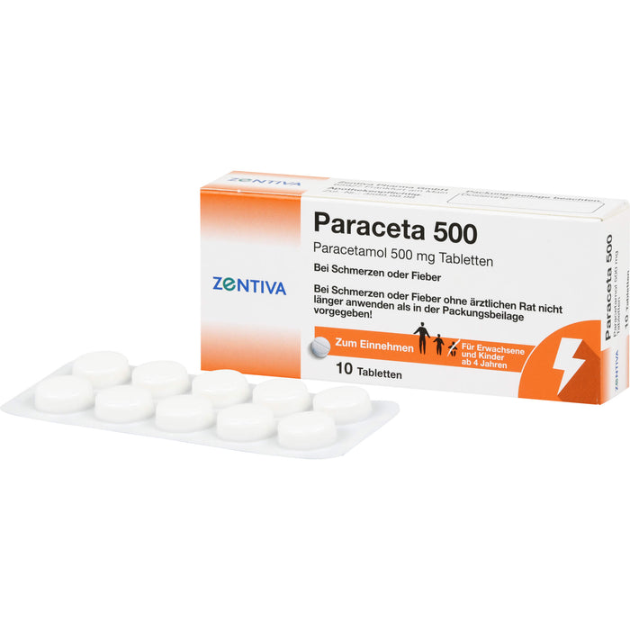 Zentiva Paraceta 500 Tabletten bei Schmerzen und Fieber, 10 pc Tablettes