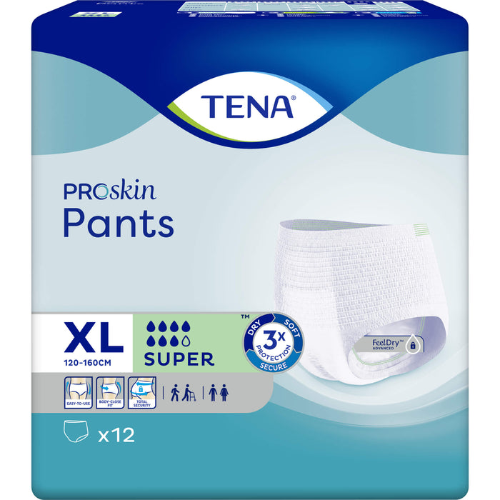 TENA Pants Super XL Einweghosen bei mittlere bis schwerer Inkontinenz und Blasenschwäche, 12 pcs. Nappy trousers