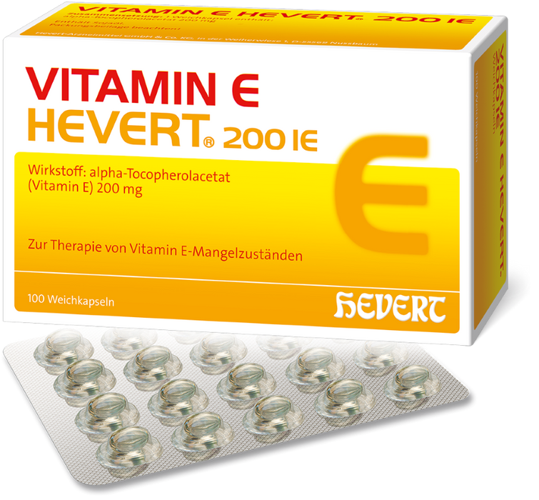 Vitamin E Hevert 200 I.E. bei Vitamin E-Mangelzuständen, 100 St. Kapseln