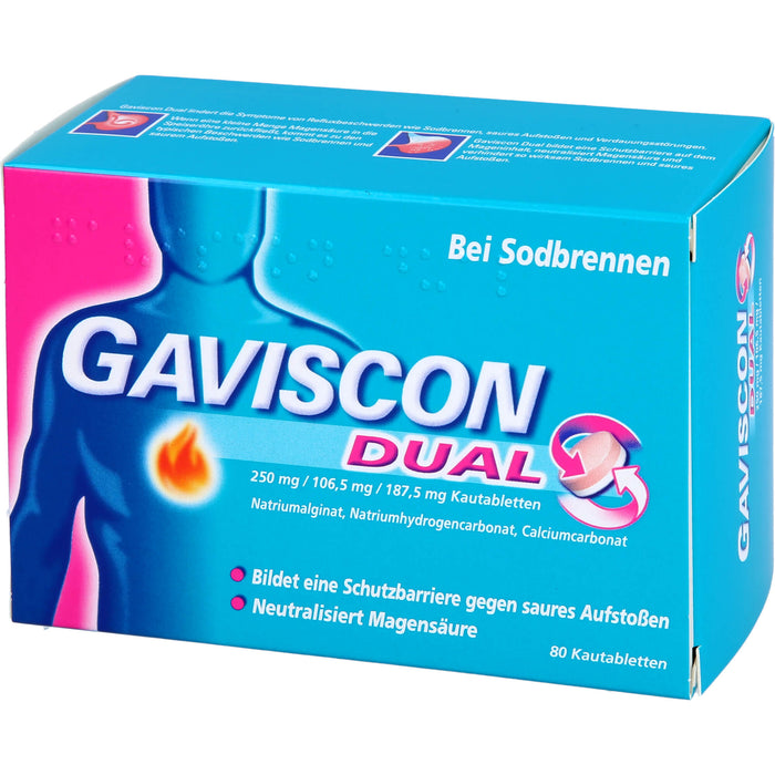 GAVISCON Dual Kautabletten bei Sodbrennen, 80 pc Tablettes