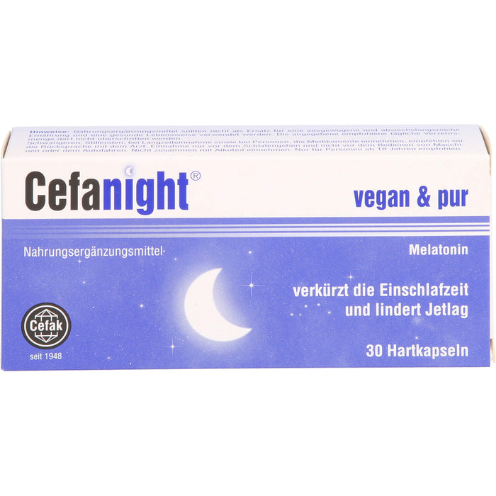 Cefanight mit Melatonin Kapseln verkürzt die Einschlafzeit und lindert Jetlag, 30 pc Capsules