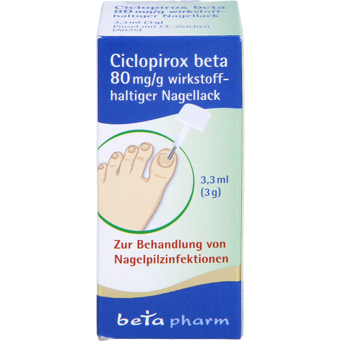 Ciclopirox beta 80 mg/g bei Nagelpilzinfektionen, 3.3 ml Vernis à ongles contenant une substance active