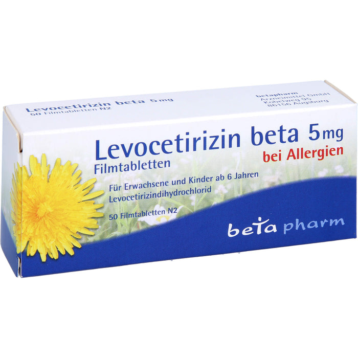 Levocetirizin beta 5 mg Filmtabletten bei Allergien, 50 pcs. Tablets