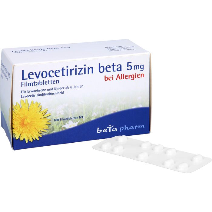 Levocetirizin beta 5 mg Filmtabletten bei Allergien, 100 pc Tablettes