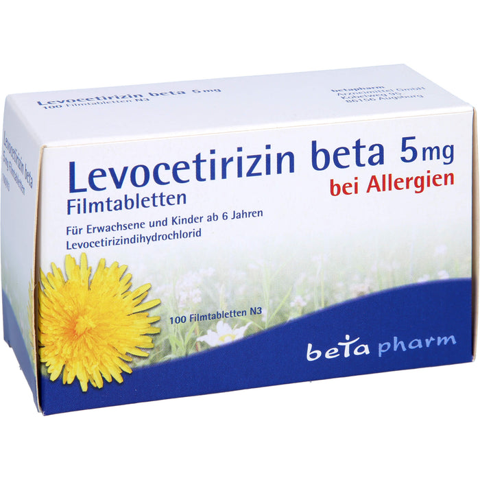 Levocetirizin beta 5 mg Filmtabletten bei Allergien, 100 St. Tabletten