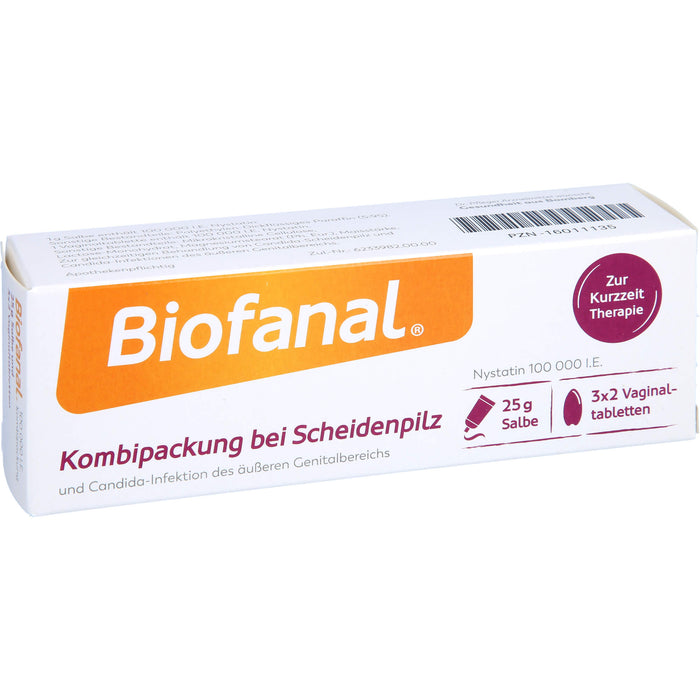 Biofanal Kombipackung bei Scheidenpilz und Candida-Infektionen des äußeren Genitalbereichs, 100 000 I.E. Salbe und Vaginaltabletten, 1 pc Paquet combiné