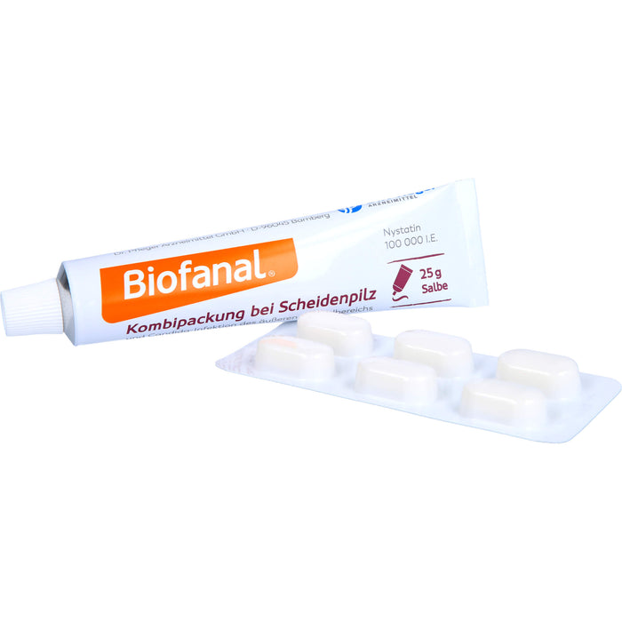 Biofanal Kombipackung bei Scheidenpilz und Candida-Infektionen des äußeren Genitalbereichs, 100 000 I.E. Salbe und Vaginaltabletten, 1 pcs. Combipack