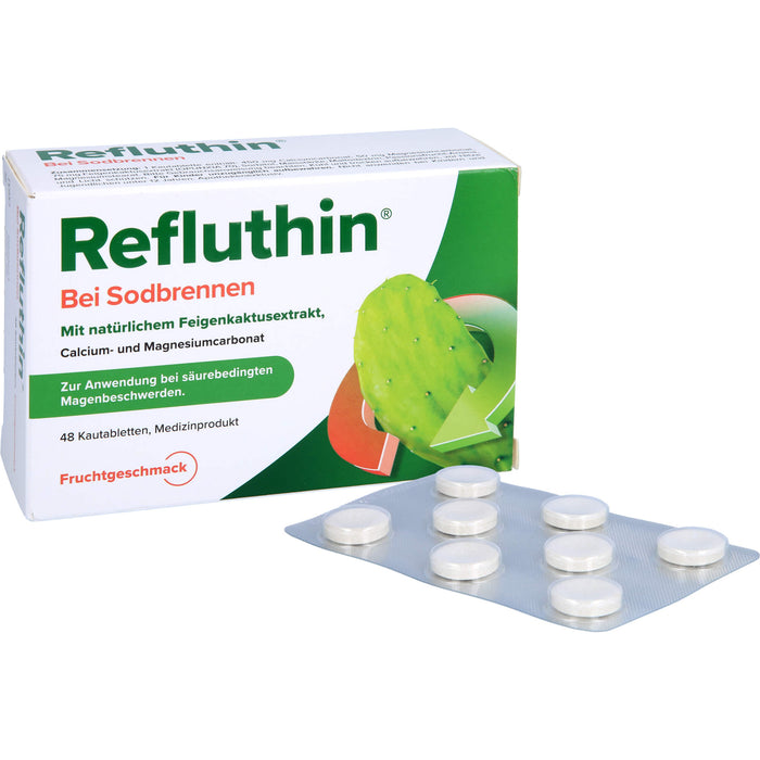 Refluthin Kautabletten bei Sodbrennen Frucht, 48 pcs. Tablets