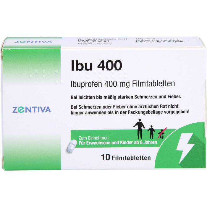 ZENTIVA Ibu 400 mg Filmtabletten bei Schmerzen und Fieber, 10 St. Tabletten