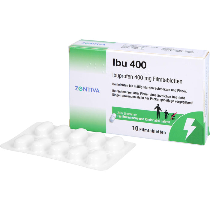 ZENTIVA Ibu 400 mg Filmtabletten bei Schmerzen und Fieber, 10 St. Tabletten