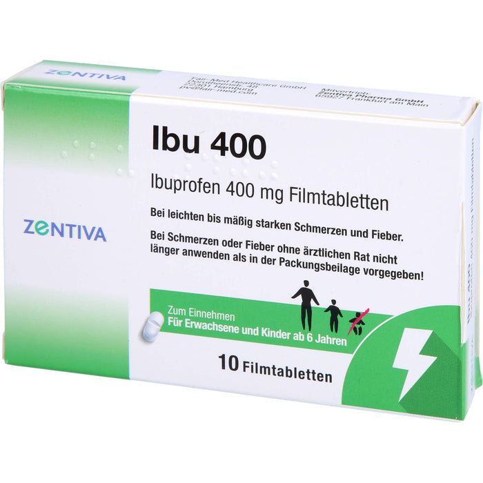 ZENTIVA Ibu 400 mg Filmtabletten bei Schmerzen und Fieber, 10 St. Tabletten