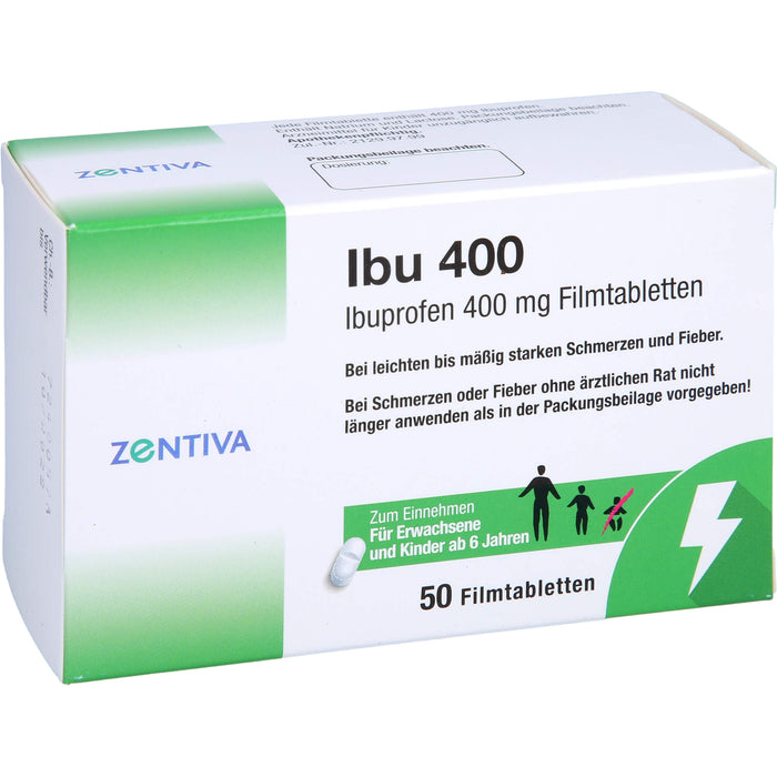 Ibu 400, Ibuprofen 400 mg Filmtabletten, 50 St. Tabletten