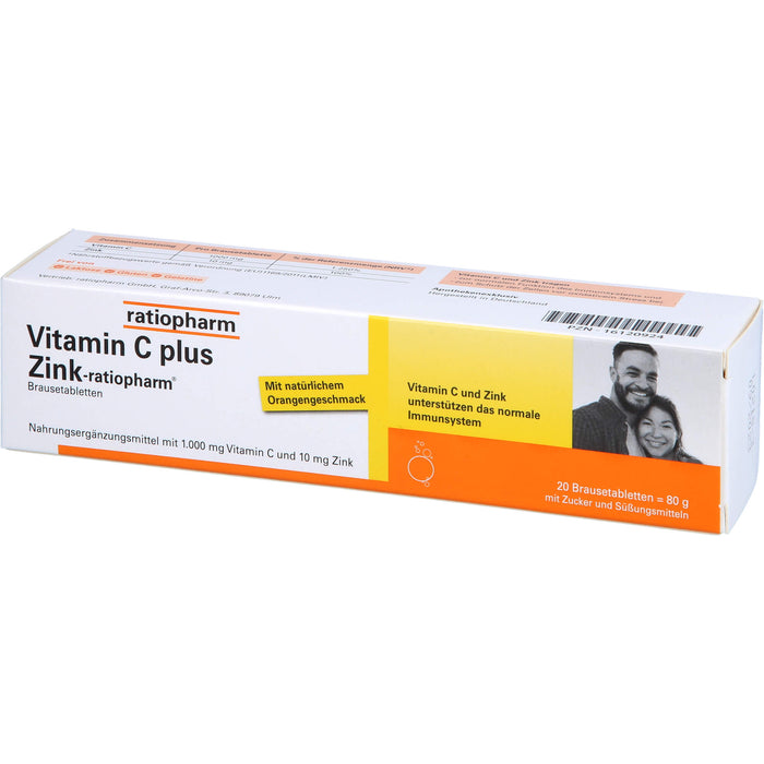 Vitamin C plus Zink-ratiopharm Brausetabletten, 20 pc Tablettes