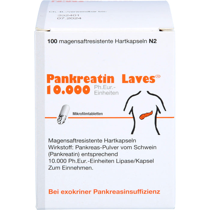 Pankreatin Laves 10.000 Ph.Eur.-Einheiten Hartkapseln Verdauungsenzyme, 100 pc Capsules