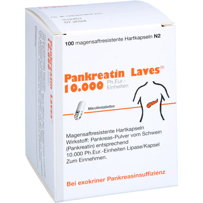 Pankreatin Laves 10.000 Ph.Eur.-Einheiten Hartkapseln Verdauungsenzyme, 100 St. Kapseln