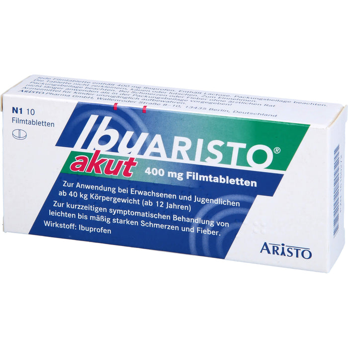 ARISTO Ibu akut 400 mg Filmtabletten bei Schmerzen und Fieber, 10 St. Tabletten