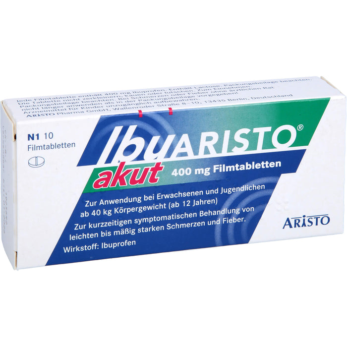 ARISTO Ibu akut 400 mg Filmtabletten bei Schmerzen und Fieber, 10 St. Tabletten