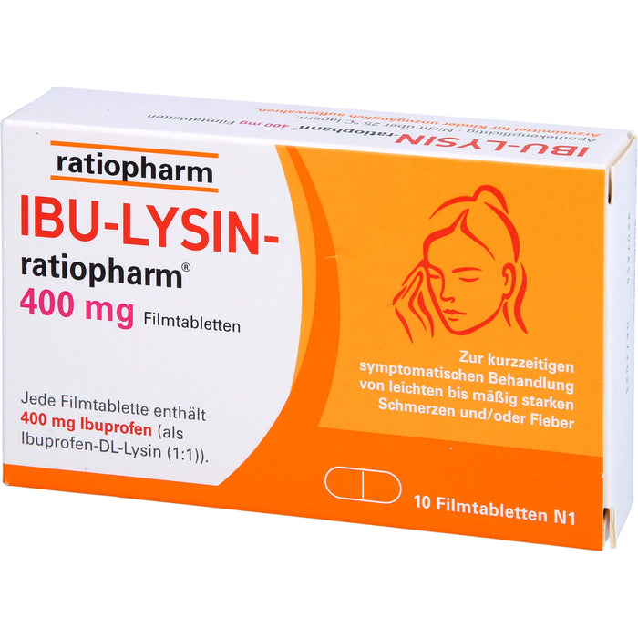 Ibu-Lysin-ratiopharm 400 mg Filmtabletten bei Schmerzen und Fieber, 10 pcs. Tablets