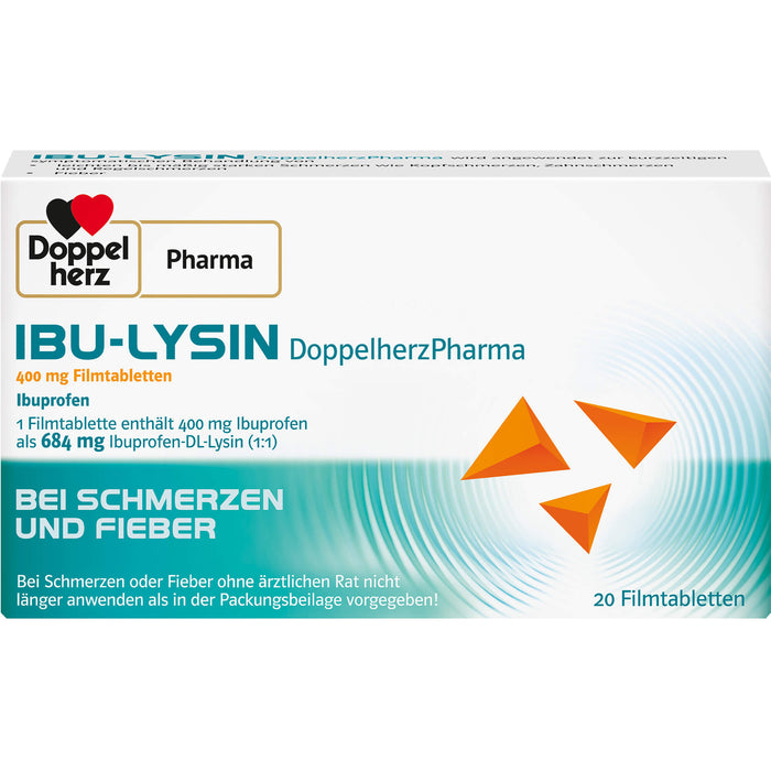 Doppelherz PharmaI IBU-LYSIN 400 mg Filmtabletten bei Schmerzen und Fieber, 20 pc Tablettes